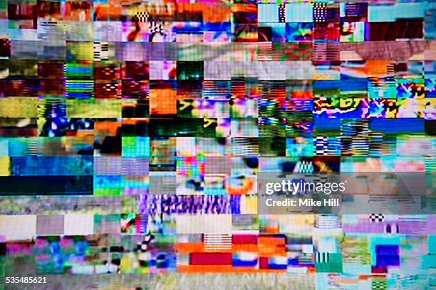 satellite signal interference pattern on tv - corruption abstract stock pictures, royalty-free photos & images