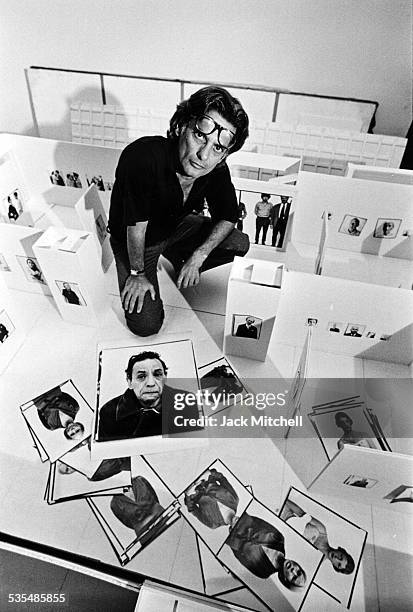 Richard Avedon planning hs retrospective exhibition at New York's Marlborough Gallery, photographed August 27, 1975.