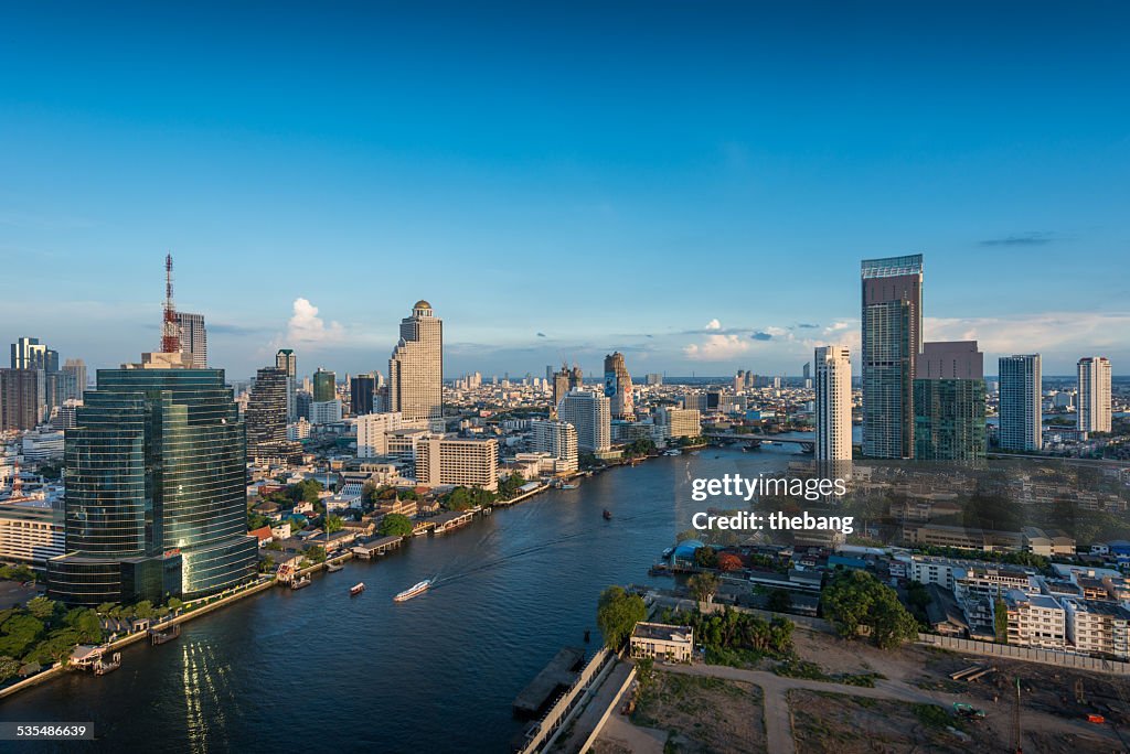 Bangkok skyline, view of Chaophaya River