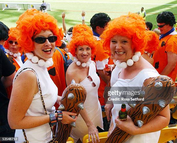 Wilma Flintstones on the first day of the IRB Sevens Rugby at Westpac Stadium, Wellington New Zealand, Friday 06 Feb, 2004.