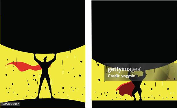 vector superhero lifting heavy rock - picking up stock illustrations