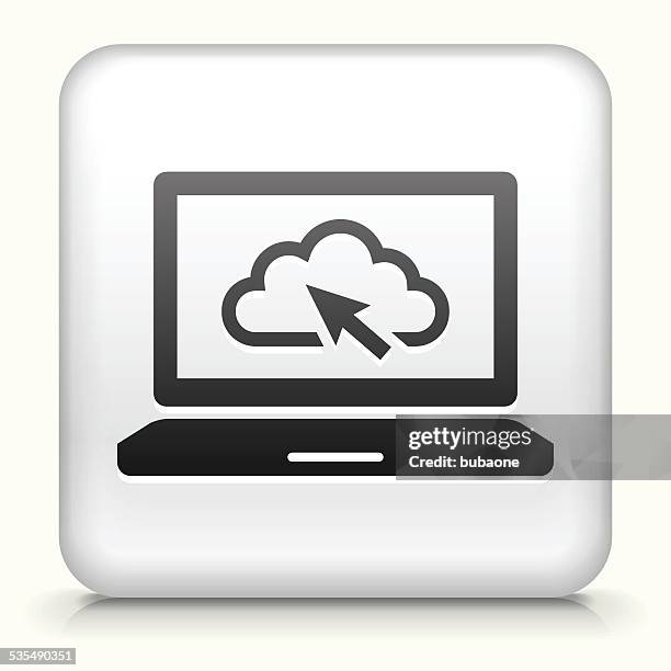 square button with laptop cloud computing royalty free vector art - bevel vector stock illustrations