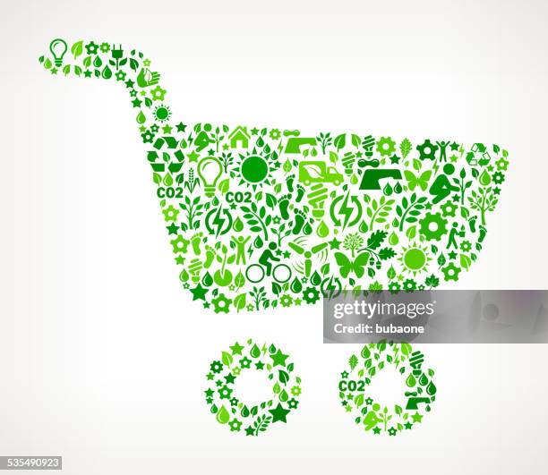 shopping cart environmental conservation and nature interface icon pattern - grass roller stock illustrations