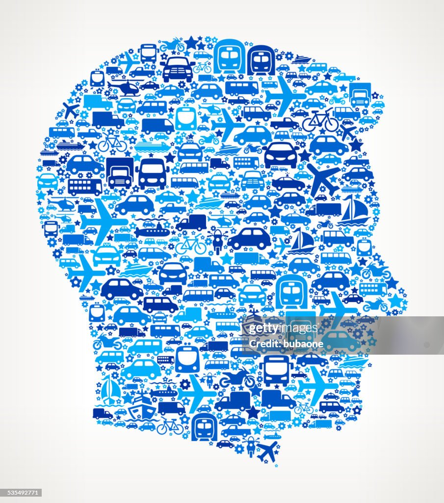 Man Profile On Transportation royalty free vector art Pattern