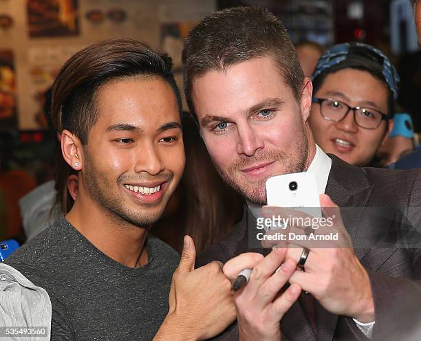 Stephen Amell greets fans at the Australian Premiere of Teenage Mutant Ninja Turtles 2 at Event Cinemas George Street on May 29, 2016 in Sydney,...