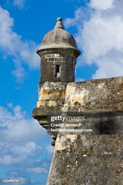 turret lookout tower san juan puerto rico - old san juan wall stock pictures, royalty-free photos & images