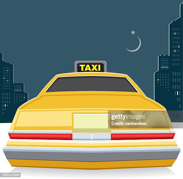 taxi at night - yellow taxi stock illustrations