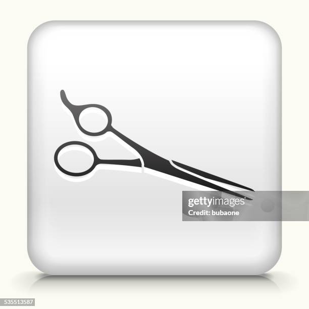 square button with professional hair scissors - barber scissors white background stock illustrations