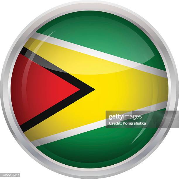 glossy button - flag of guyana - guyana flag stock illustrations