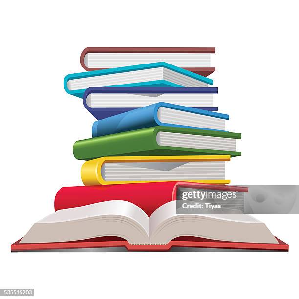 stockillustraties, clipart, cartoons en iconen met colorful book - pile of books white background