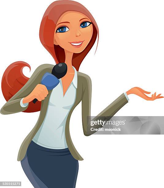 female journalist - dynamic microphone stock illustrations