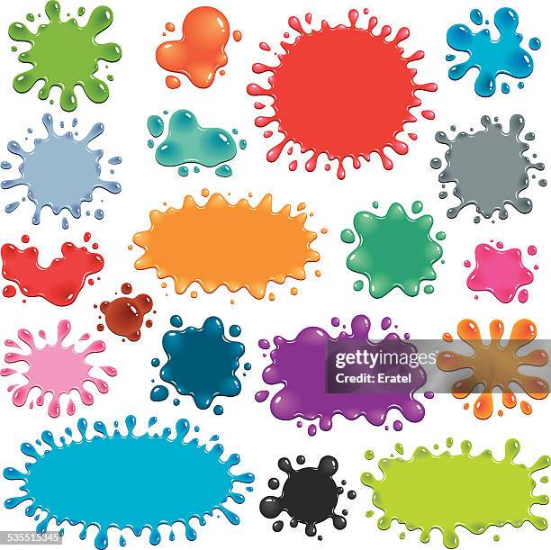 bunte splats - glitschig stock-grafiken, -clipart, -cartoons und -symbole