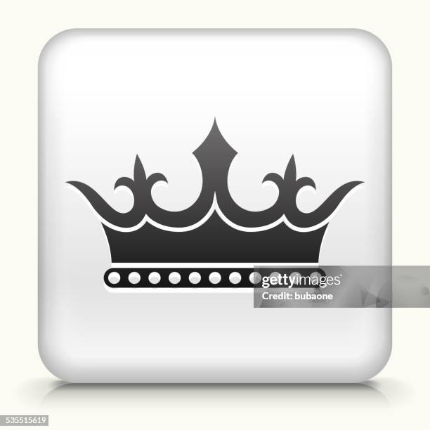 square button with crown royalty free vector art - crown emoji stock illustrations