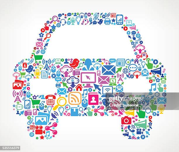 car front modern technology royalty free vector art pattern - connected car data stock illustrations
