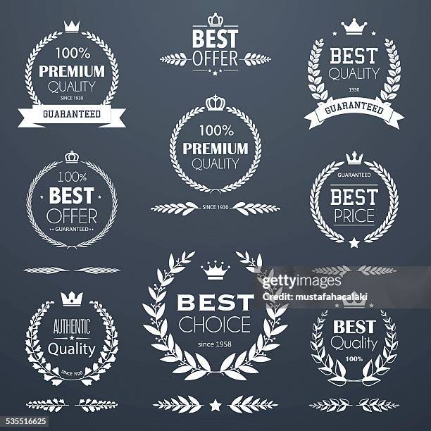 premium quality laurel wreath set - wreath stock illustrations