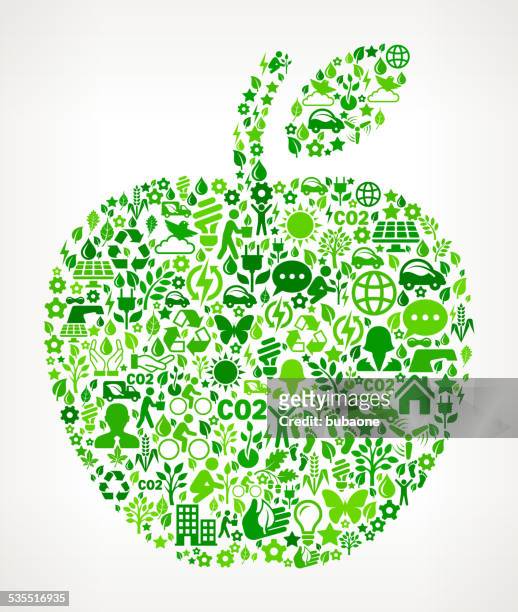 apple environmental conservation and nature royalty free vector art pattern - icon collage 幅插畫檔、美工圖案、卡通及圖標