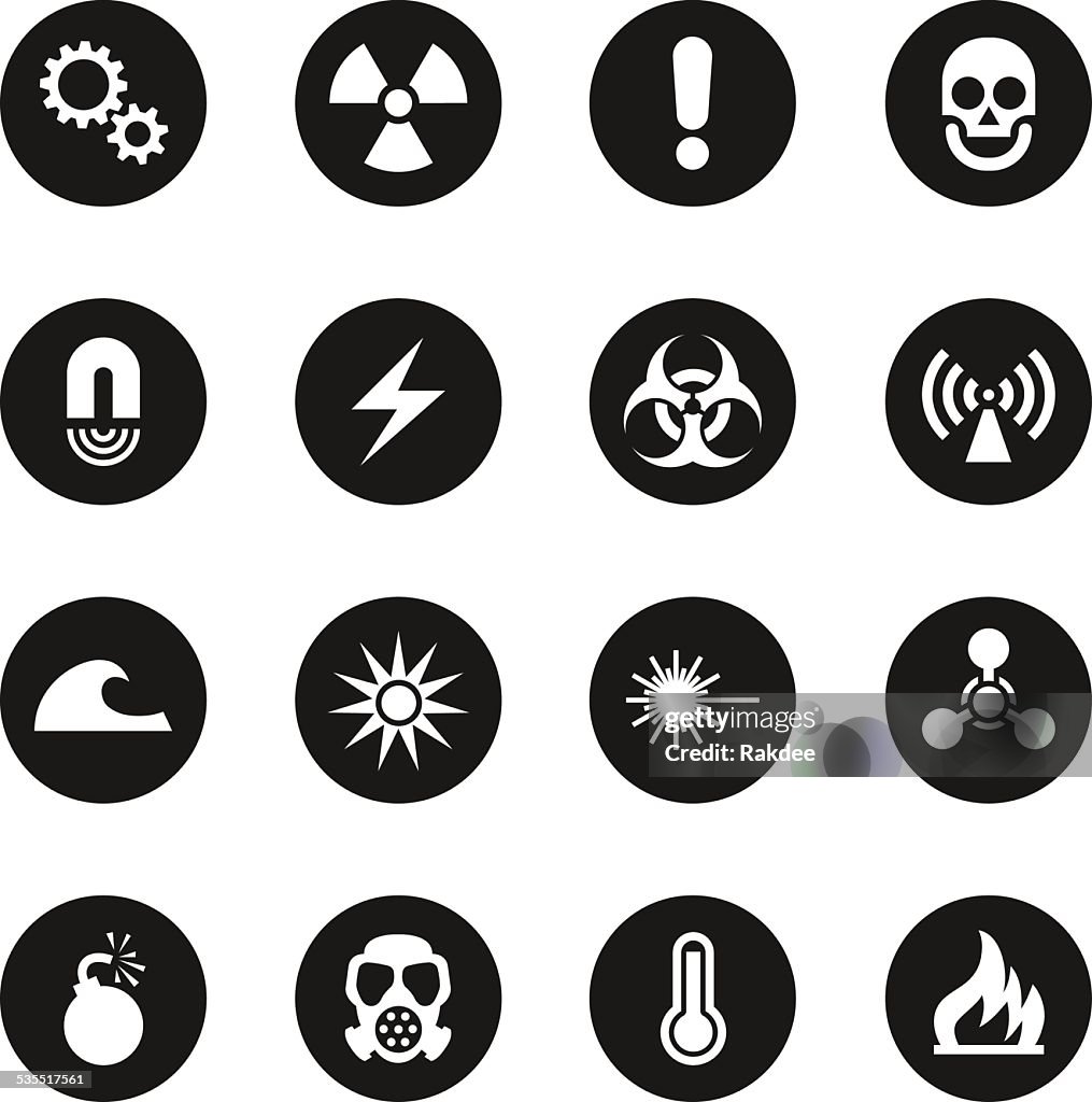 Hazard Sign Icons - Black Circle Series