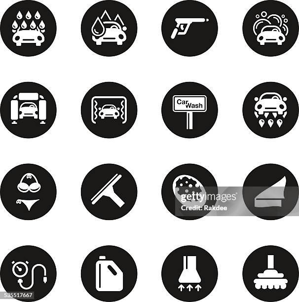 car wash icons - black circle series - pressure-washing-icon stock illustrations