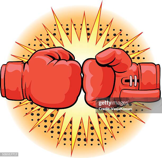 stockillustraties, clipart, cartoons en iconen met boxing gloves crushing - boxing glove