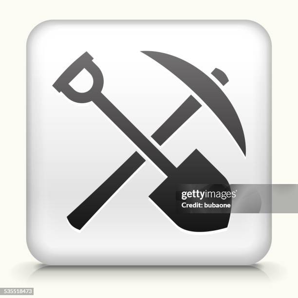 square button with shovel & pickaxe - pick axe stock illustrations