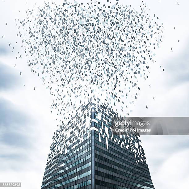 office building flying apart - break through concept stock pictures, royalty-free photos & images