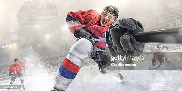 ice hockey action in extreme close up - men's ice hockey bildbanksfoton och bilder