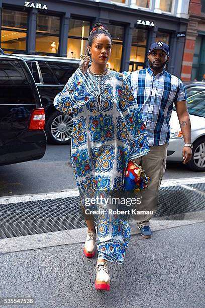 Rihanna seen out and about in SoHo on May 29, 2016 in New York City.