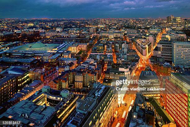 elevated view of london at twilight - bloomsbury london - fotografias e filmes do acervo