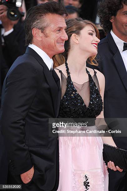 Sean Penn and Eve Hewson at the premiere of "This must be the place" during the 64th Cannes International Film Festival.