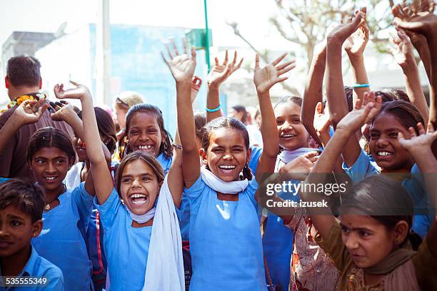 group of happy indian children - village girl stock pictures, royalty-free photos & images