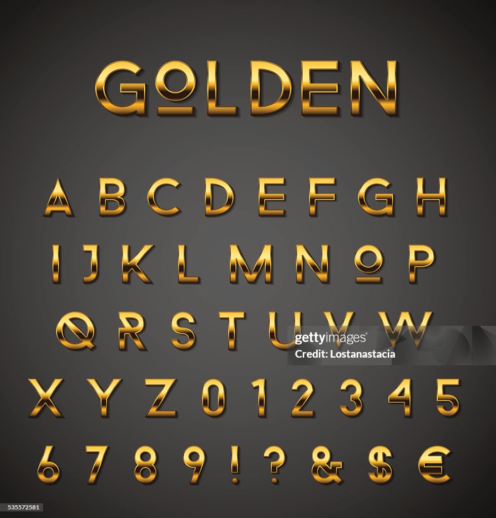 Golden Abcd Golden Alphabet Set High-Res Vector Graphic - Getty Images