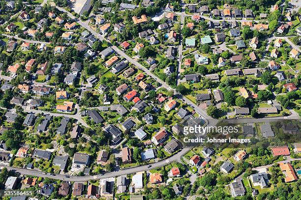 aerial view of suburb - västra götaland county bildbanksfoton och bilder