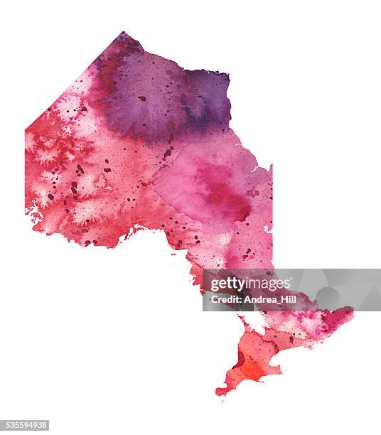 map of ontario with watercolor texture - raster illustration - manitoulin island stock illustrations