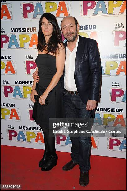 Kad Merad with his Wife Emmanuelle Cosso attend the premiere of "Monsieur Papa", in Paris.