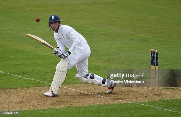 Alex Hales of England batting during day one of the 2nd Investec Test match between England and Sri Lanka at Emirates Durham ICG on May 27, 2016 in...