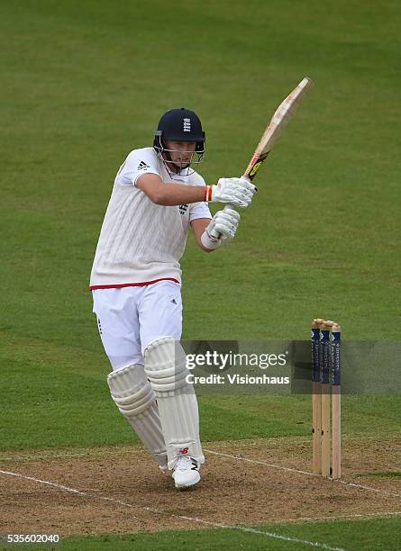 England's Joe Root batting during day one of the 2nd Investec Test match between England and Sri Lanka at Emirates Durham ICG on May 27, 2016 in...