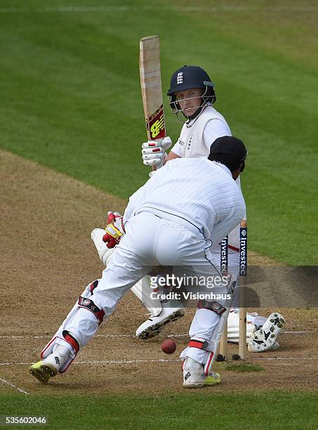England's Joe Root batting during day one of the 2nd Investec Test match between England and Sri Lanka at Emirates Durham ICG on May 27, 2016 in...