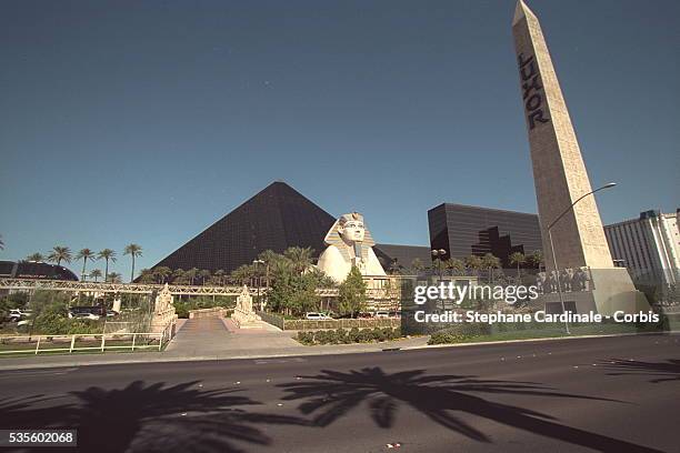 The 'Luxor' Hotel and its copy of the Sphinx and the pyramids.