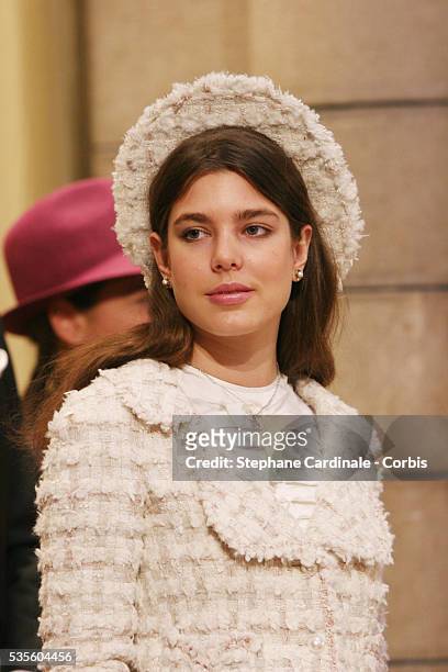 Charlotte Casiraghi attends a pontifical mass marking Prince Albert II of Monaco's formal investiture as the new ruler of Monaco, at Monaco cathedral.