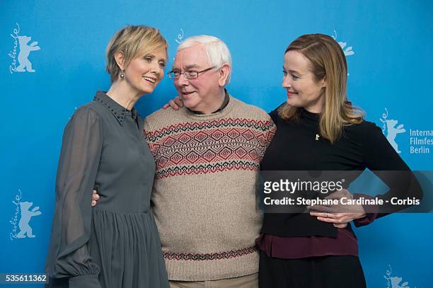 Actress Cynthia Nixon, British director Terence Davies and US actress Jennifer Ehle attend the 'A Quiet Passion' photo call during the 66th Berlinale...