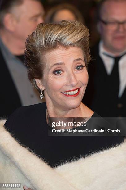 Emma Thompson attends the 'Alone in Berlin' premiere during the 66th Berlinale International Film Festival Berlin at Berlinale Palace on February 15,...
