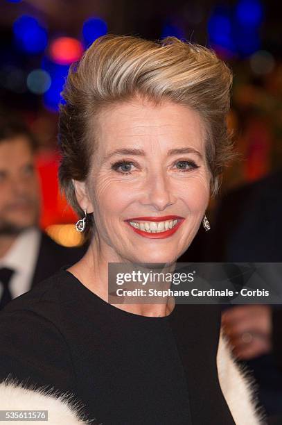 Emma Thompson attends the 'Alone in Berlin' premiere during the 66th Berlinale International Film Festival Berlin at Berlinale Palace on February 15,...