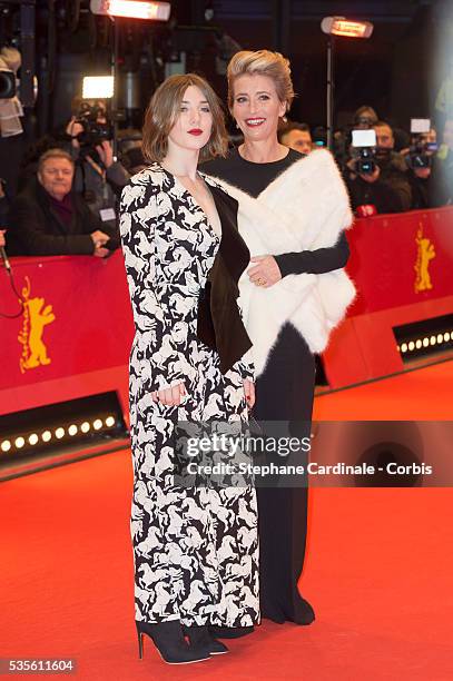 Emma Thompson and her daughter Gaia Romilly Wise attend the 'Alone in Berlin' premiere during the 66th Berlinale International Film Festival Berlin...