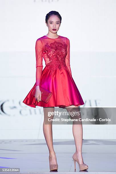 Model walks the runway during the Christophe Guillarme show as part of the Paris Fashion Week Womenswear Fall/Winter 2016/2017 on March 2, 2016 in...