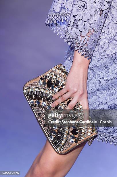Handbag of a model is seen as she walks the runway during the Christophe Guillarme show as part of the Paris Fashion Week Womenswear Fall/Winter...