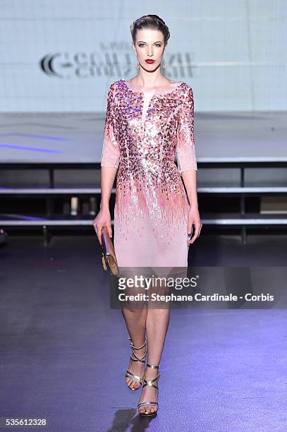 Model walks the runway during the Christophe Guillarme show as part of the Paris Fashion Week Womenswear Fall/Winter 2016/2017 on March 2, 2016 in...