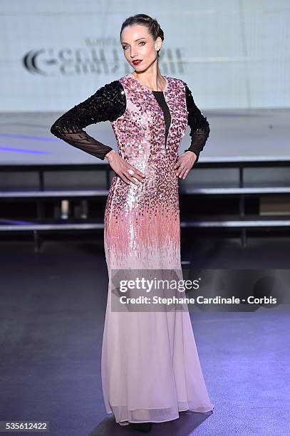 Model walks the runway during the Christophe Guillarme show as part of the Paris Fashion Week Womenswear Fall/Winter 2016/2017 on March 2, 2016 in...