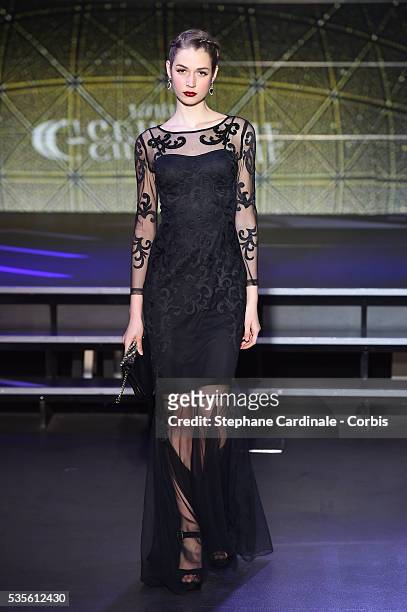 Model walks the runway during the Christophe Guillarme show as part of the Paris Fashion Week Womenswear Fall/Winter 2016/2017 on March 2, 2016 in...