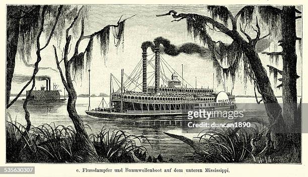19th century usa - riverboat on the lower mississippi - mississippi 幅插畫檔、美工圖案、卡通及圖標