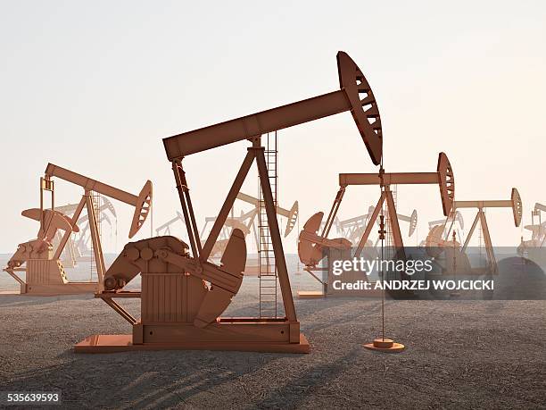 ilustrações, clipart, desenhos animados e ícones de oil wells, artwork - campo petrolífero